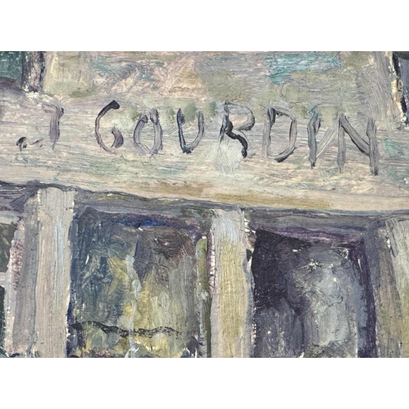 Albert DANDOY : « GOURDIN Haute Marcelle street Namur » painting oil on cardboard