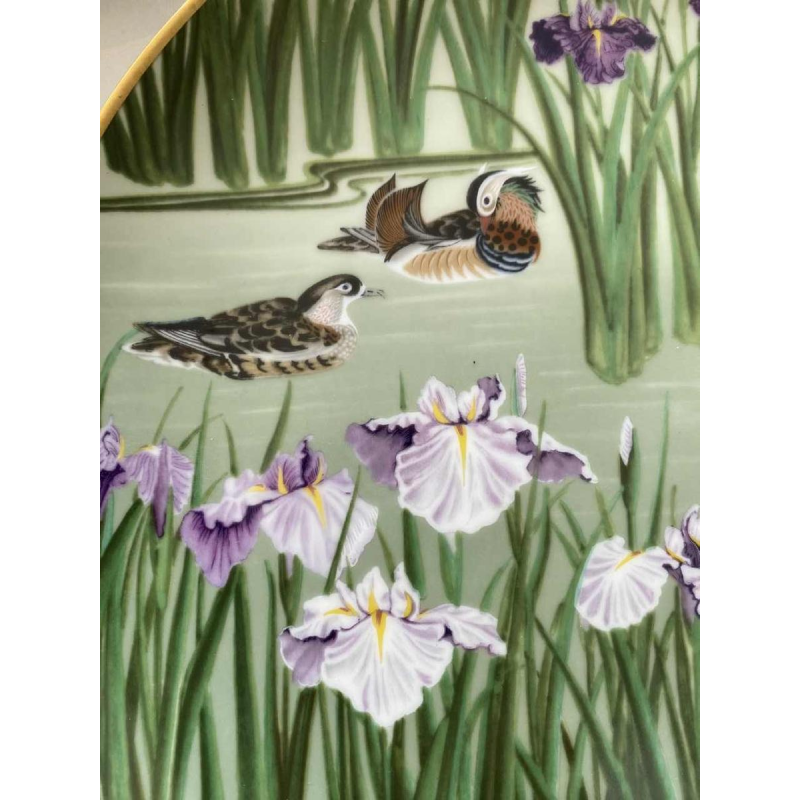 Naoka Nobata for Franklin Mint, 12 porcelain plates, birds and flowers from the Far East