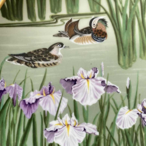 Naoka Nobata for Franklin Mint, 12 porcelain plates, birds and flowers from the Far East