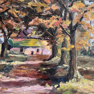 Fernand PONTHIER (1885-1952): « Herfst in Ligneuville » schilderij olie op doek, 1931