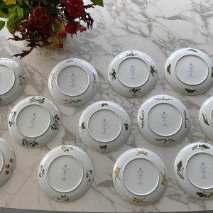 Naoka Nobata pour Franklin Mint, 12 assiettes en porcelaine, oiseaux et fleurs de l'Extrême - Orient