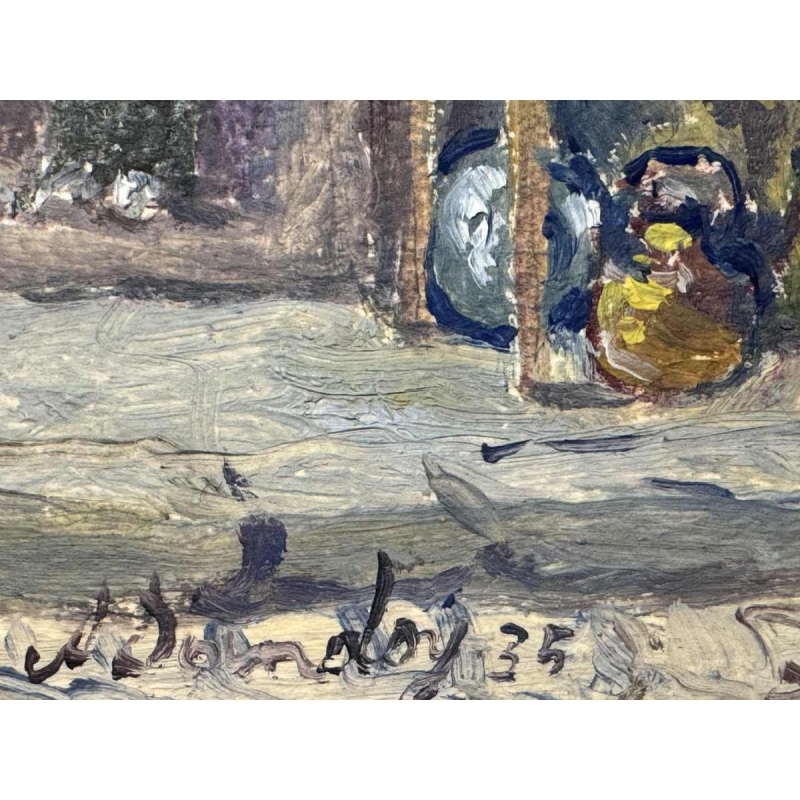 Albert DANDOY : « Chez GOURDIN rue Haute Marcelle à Namur » peinture huile sur carton