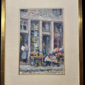 Albert DANDOY : « GOURDIN Haute Marcelle street Namur » painting oil on cardboard