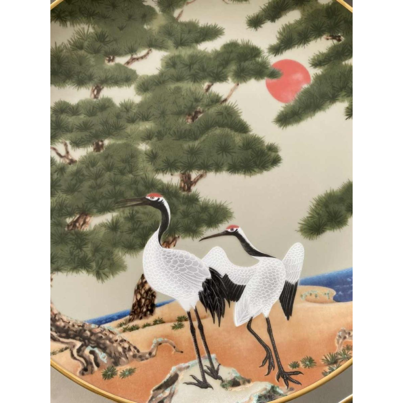 Naoka Nobata for Franklin Mint, 12 porcelain plates, birds and flowers from the Far East