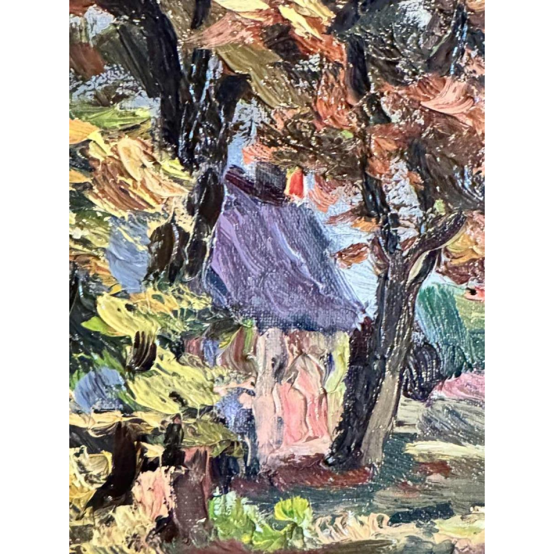 Fernand PONTHIER «Automne à Ligneuville » peinture huile sur toile, 1931