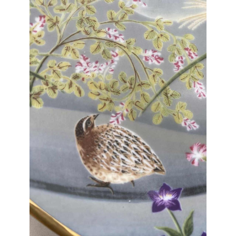 Naoka Nobata for Franklin Mint, 12 porcelain plates, birds and flowers from the Far East