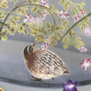 Naoka Nobata for Franklin Mint, 12 porcelain plates, birds and flowers from the Far East