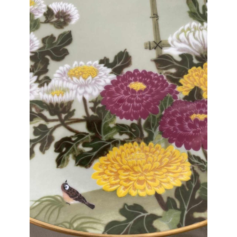 Naoka Nobata for Franklin Mint, 12 porcelain plates, birds and flowers from the Far East