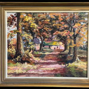 Fernand PONTHIER «Automne à Ligneuville » peinture huile sur toile, 1931