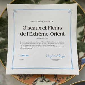 Naoka Nobata voor Franklin Mint, 12 porseleinen borden, vogels en bloemen uit het Verre Oosten