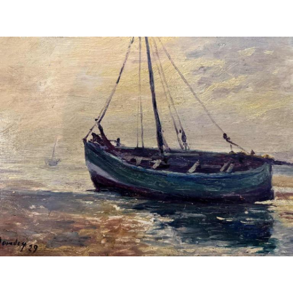 Albert DANDOY (1885-1977): rare marine - chalutier à voile