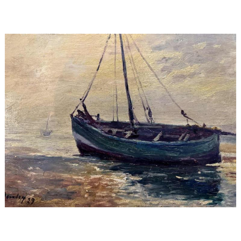 Albert DANDOY (1885-1977): Zeldzame marine - zeiltrawler