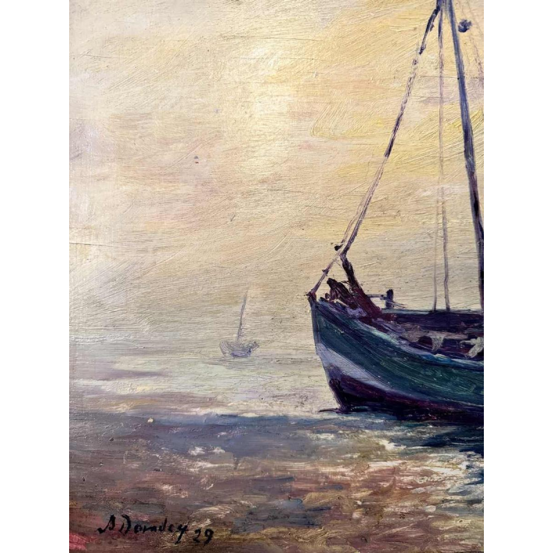 Albert DANDOY (1885-1977): Rare marine - sailing trawler