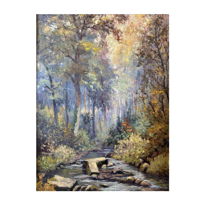 Albert DANDOY : « Le matin dans la Marlagne » Namur autumn 1928 painting oil on canvas, 1928