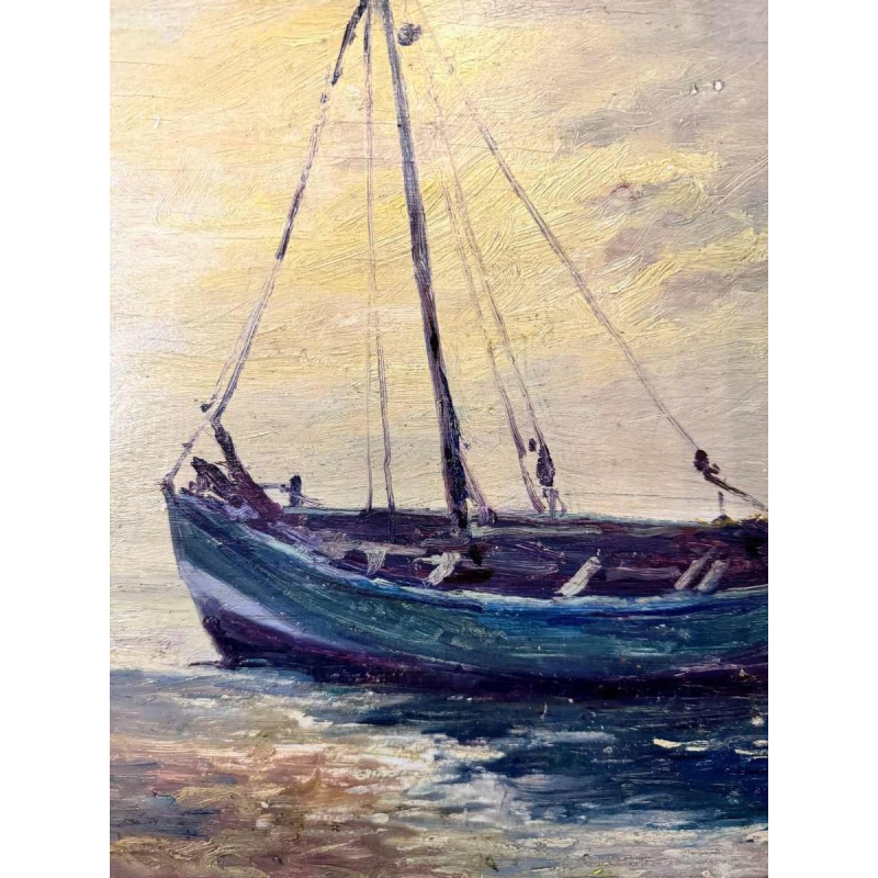 Albert DANDOY (1885-1977): Rare marine - sailing trawler