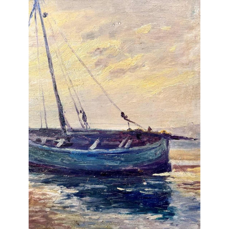 Albert DANDOY (1885-1977): Rare marine - sailing trawler