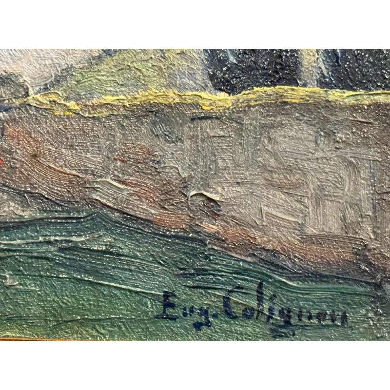 Eugène COLIGNON « Basilique St François à Assise 1928 » peinture huile sur carton