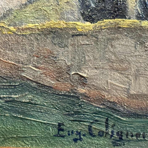 Eugène COLIGNON « Basilique St François à Assise 1928 » peinture huile sur carton