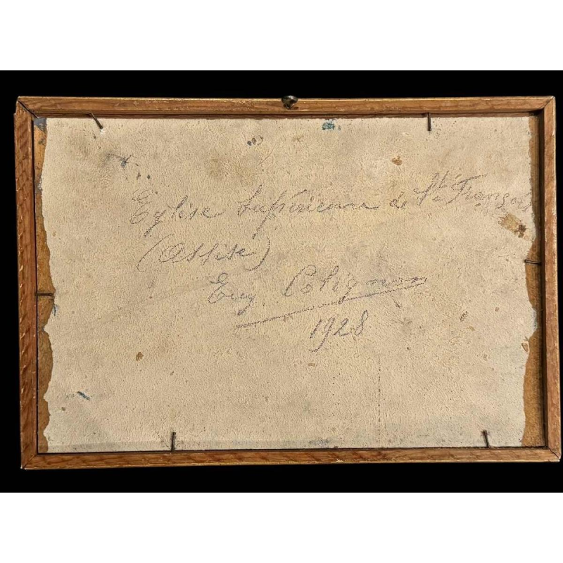 Eugène COLIGNON « Basilique St François à Assise 1928 » peinture huile sur carton