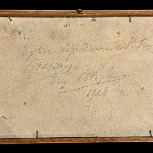 Eugène COLIGNON « Basilique St François à Assise 1928 » peinture huile sur carton