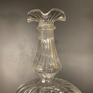 MURANO, decanter set with 6 glasses and mixer, colorless blown glass, 1980s