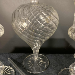 MURANO, karaf set met 6 glazen en mixer, helder geblazen glas, jaren 80