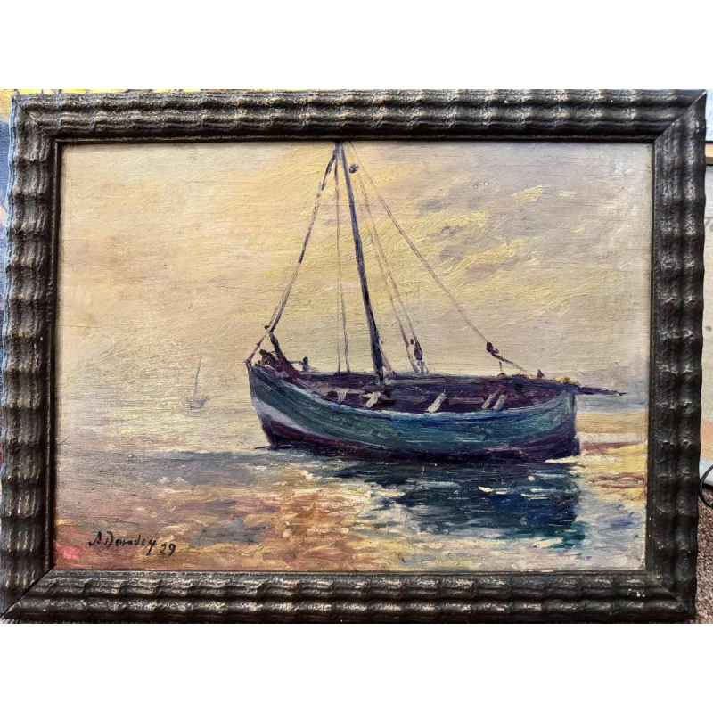 Albert DANDOY (1885-1977): rare marine - chalutier à voile