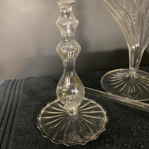 MURANO, decanter set with 6 glasses and mixer, colorless blown glass, 1980s