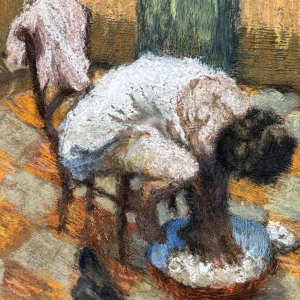 Charles GRAFFART “ La toilette des pieds ” schilderij gemengde techniek op papier