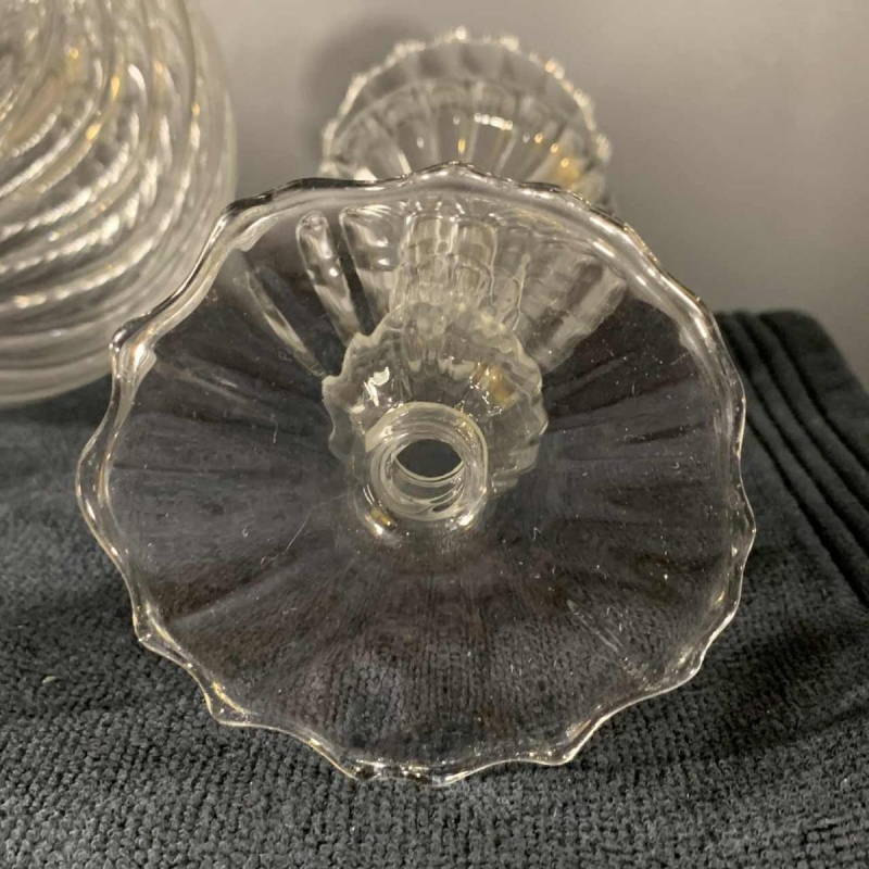 MURANO, decanter set with 6 glasses and mixer, colorless blown glass, 1980s