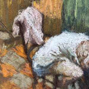 Charles GRAFFART “ La toilette des pieds ” schilderij gemengde techniek op papier