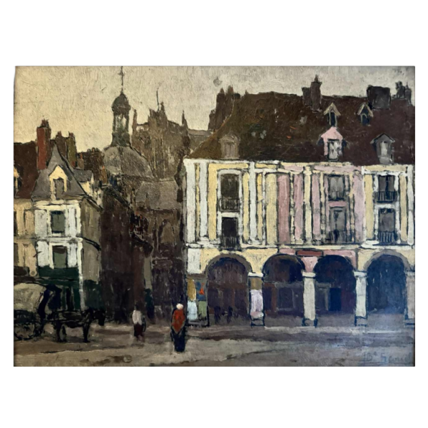Jean-Baptiste SCORIEL (1883-1956): Les arcades sur le port de Dieppe - peinture