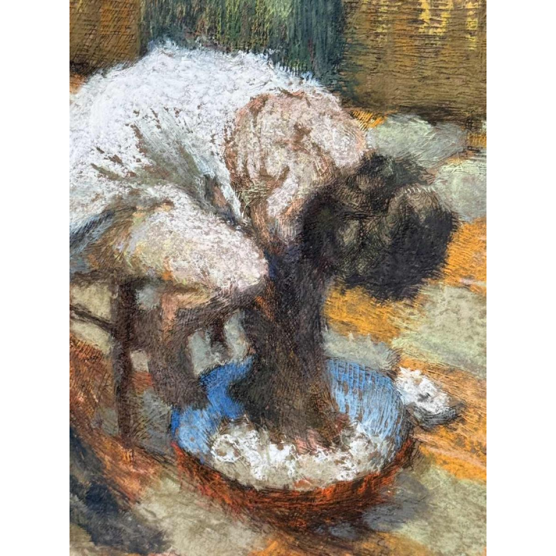 Charles GRAFFART “ La toilette des pieds ” schilderij gemengde techniek op papier