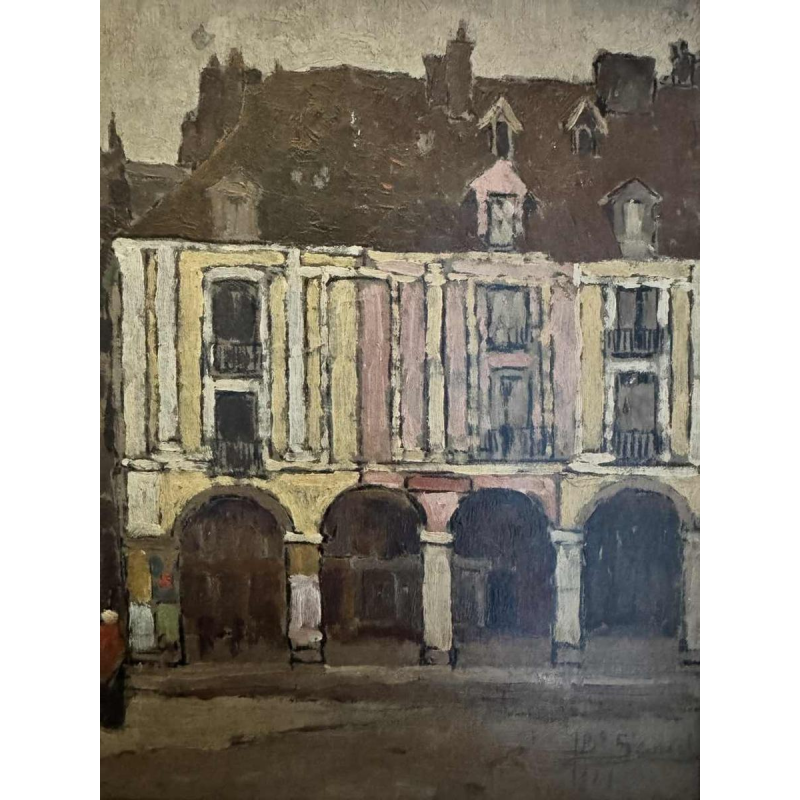 Jean-Baptiste SCORIEL (1883-1956): The arcades on the harbour of Dieppe - painti