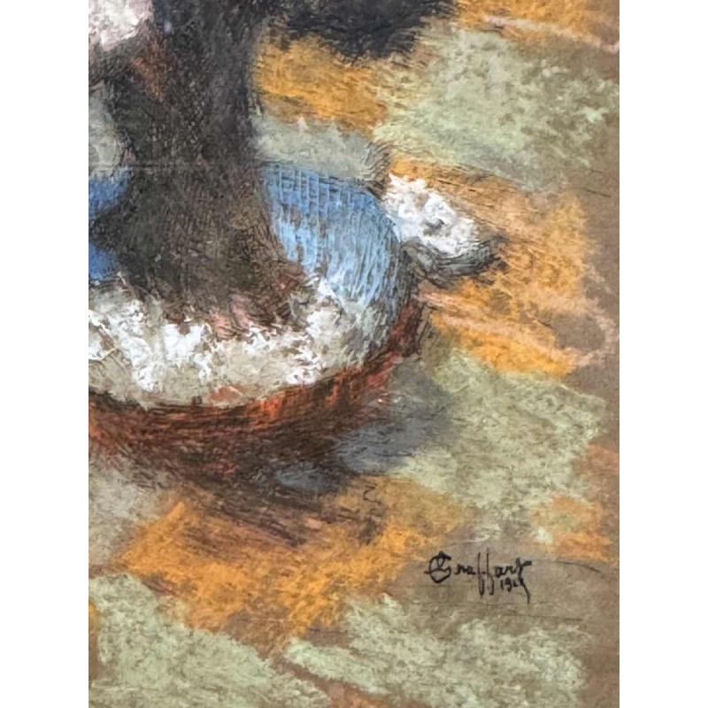 Charles GRAFFART ‘ La toilette des pieds ’ painting mixed technique on paper
