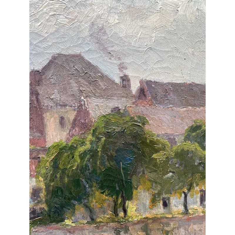 Jean-Baptiste Scoriel « Paysage de bord de Sambre - Namur ? » hst 50x70 cm