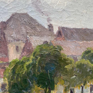 Jean-Baptiste Scoriel « Paysage de bord de Sambre - Namur ? » hst 50x70 cm