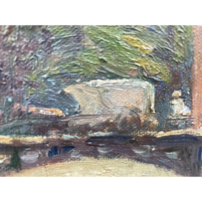 Jean-Baptiste Scoriel Landschap langs de Samber - Namen ? hst 50x70 cm