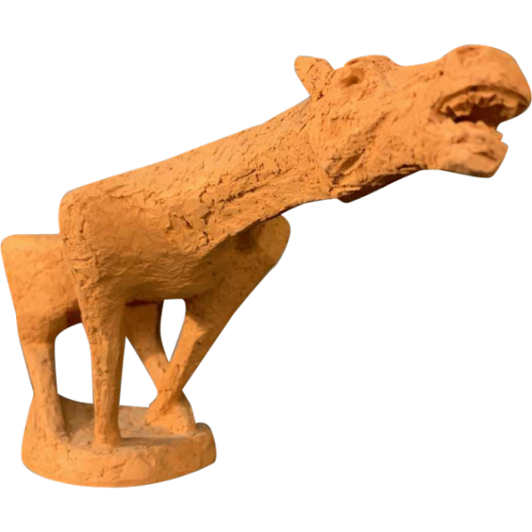 MARIO PERUGGINI, Terracotta Dierlijke Paard Sculptuur, Uniek Stuk, 1960s