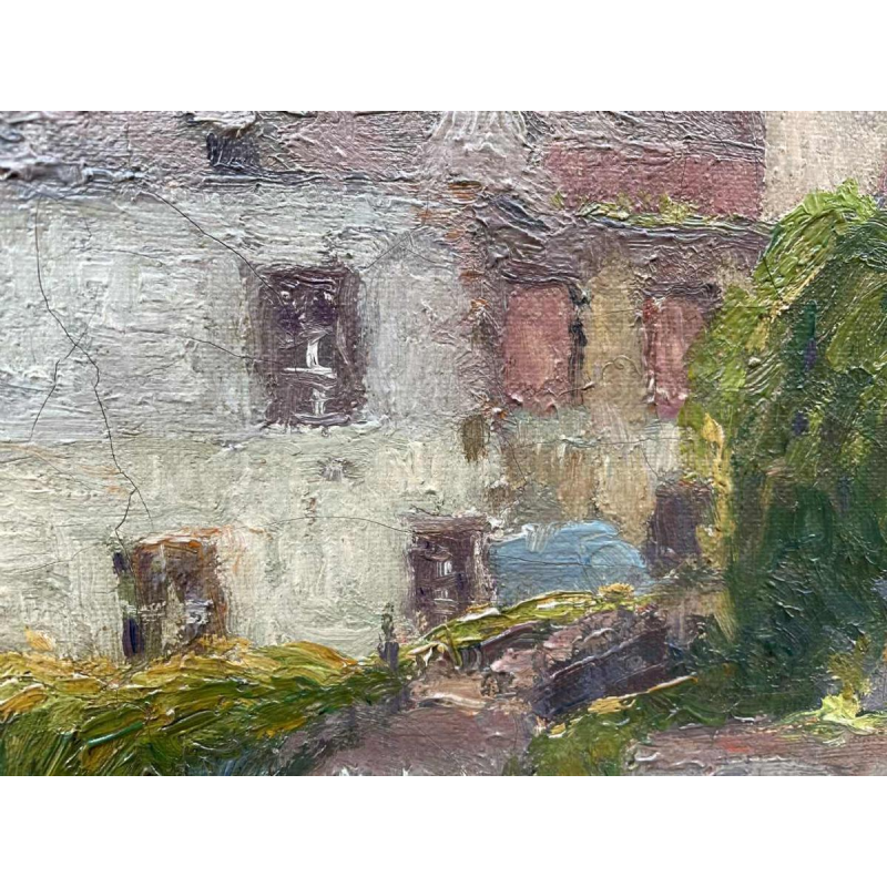 Jean-Baptiste Scoriel Landschap langs de Samber - Namen ? hst 50x70 cm