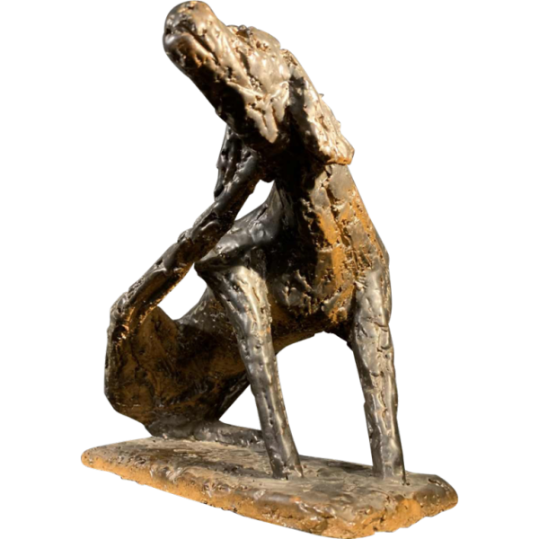 MARIO PERUGGINI, Sculpture animalière Chien, Grès émaillé, Pièce Unique