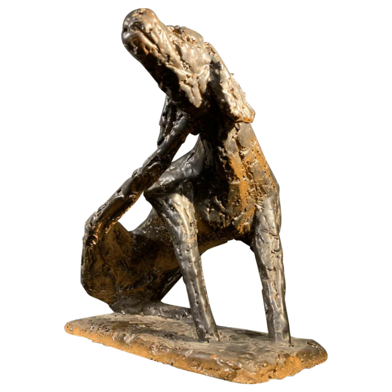MARIO PERUGGINI, Sculpture animalière Chien, Grès émaillé, Pièce Unique