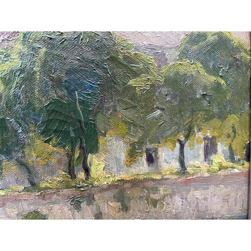 Jean-Baptiste Scoriel Landschap langs de Samber - Namen ? hst 50x70 cm