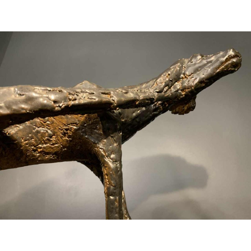 MARIO PERUGGINI, Glazed Stoneware Dog animal sculpture, Unique Piece, 1960s