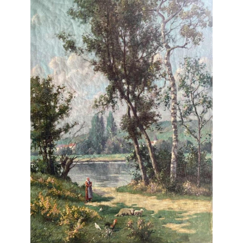 Albert DANDOY (1885-1977): levendig impressionistisch Mosanlandschap uit 1915