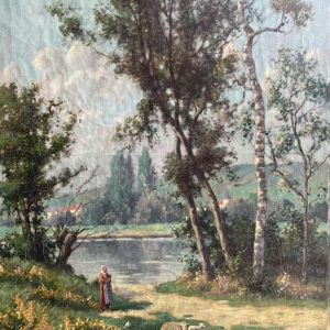 Albert DANDOY (1885-1977): levendig impressionistisch Mosanlandschap uit 1915