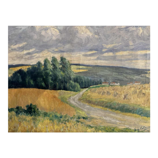 Eugène COLIGNON ‘Country landscape in the Namur region’ painting oil on canvas