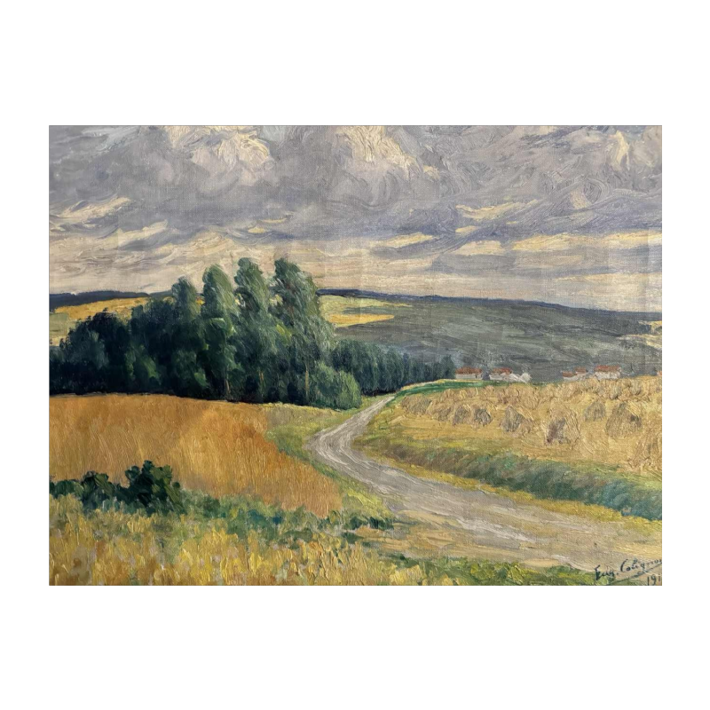 Eugène COLIGNON « paysage champêtre en namurois » peinture huile sur toile