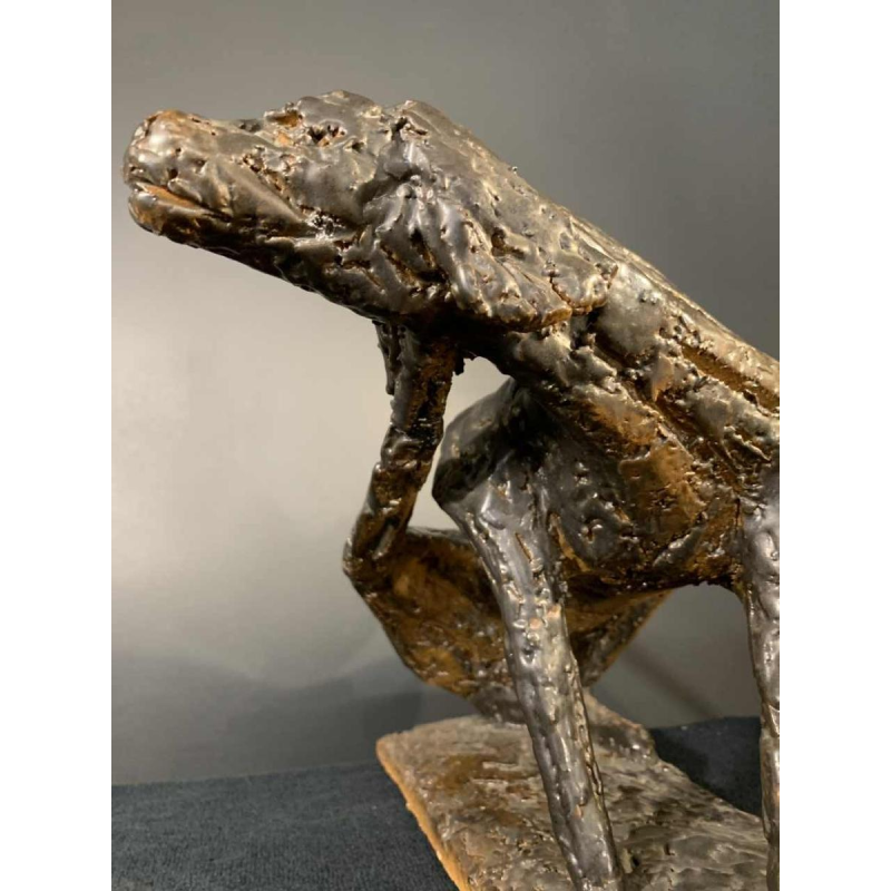 MARIO PERUGGINI, Glazed Stoneware Dog animal sculpture, Unique Piece, 1960s