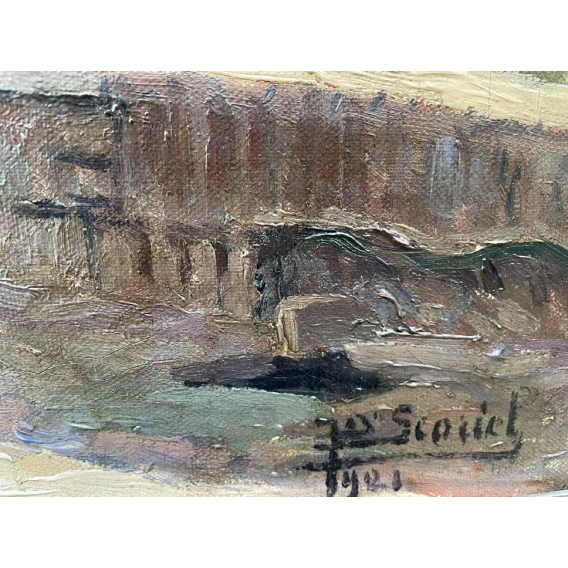 Jean-Baptiste Scoriel Landscape along the Sambre - Namur ? hst 50x70 cm